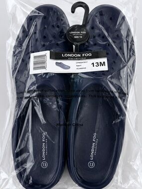 London Fog Navy Perforated Slip-On Clogs